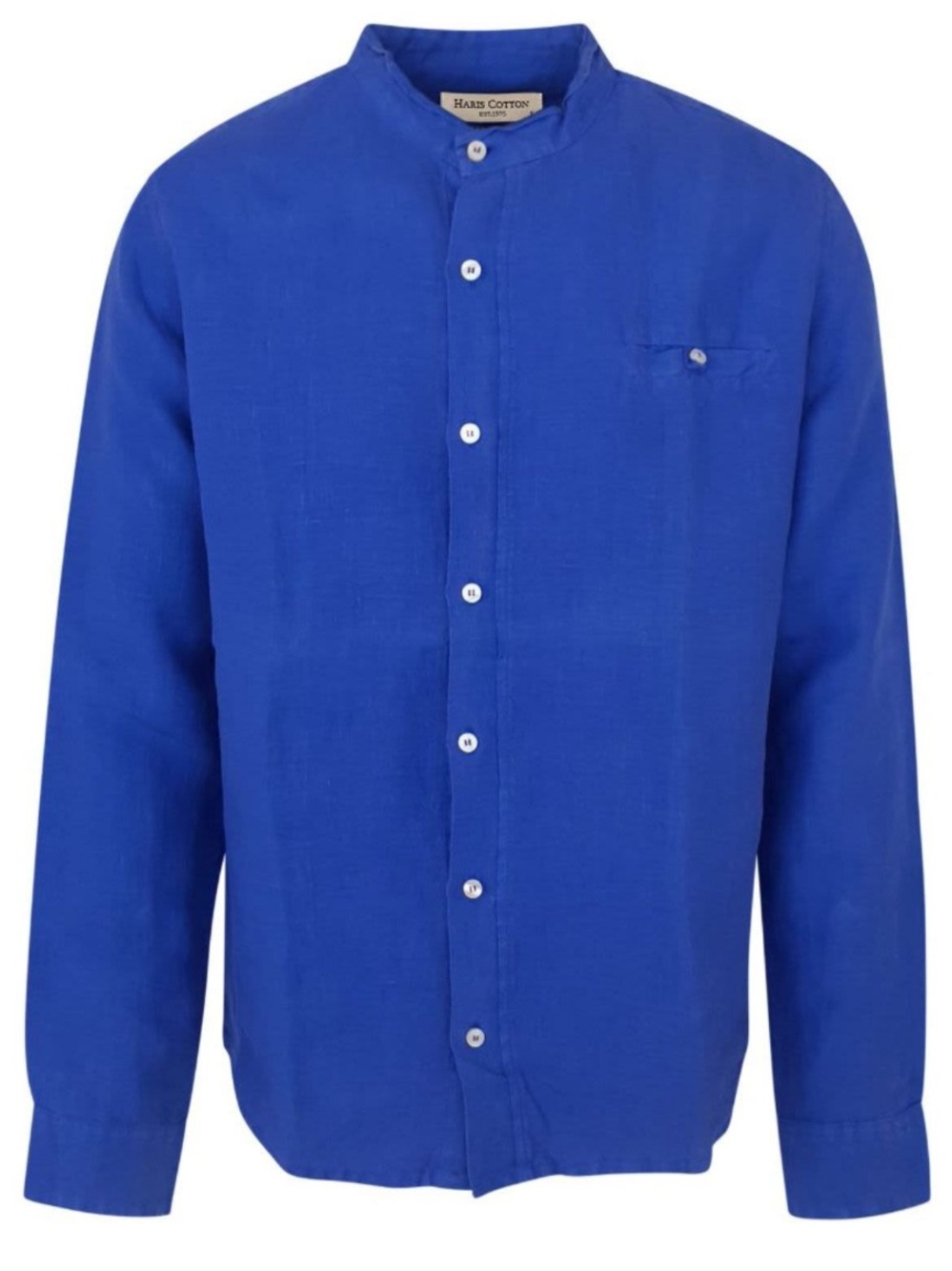 Harris Cotton Slim Fit Sapphire Mandarin Collar Shirt Jacket